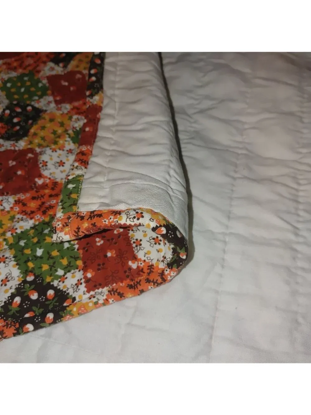 1970s Butterfly Quilt Vintage Handmade Multi Color Patchwork Appliqué 80 by 64